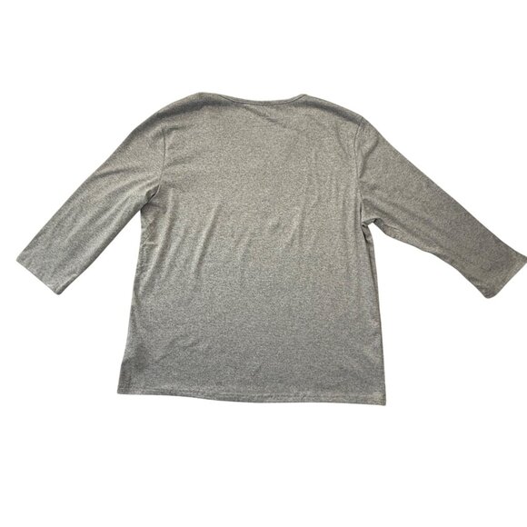 Music Treble Clef Top Size XL Gray Three Quarter Sleeve Stretch Knit - Picture 4 of 9